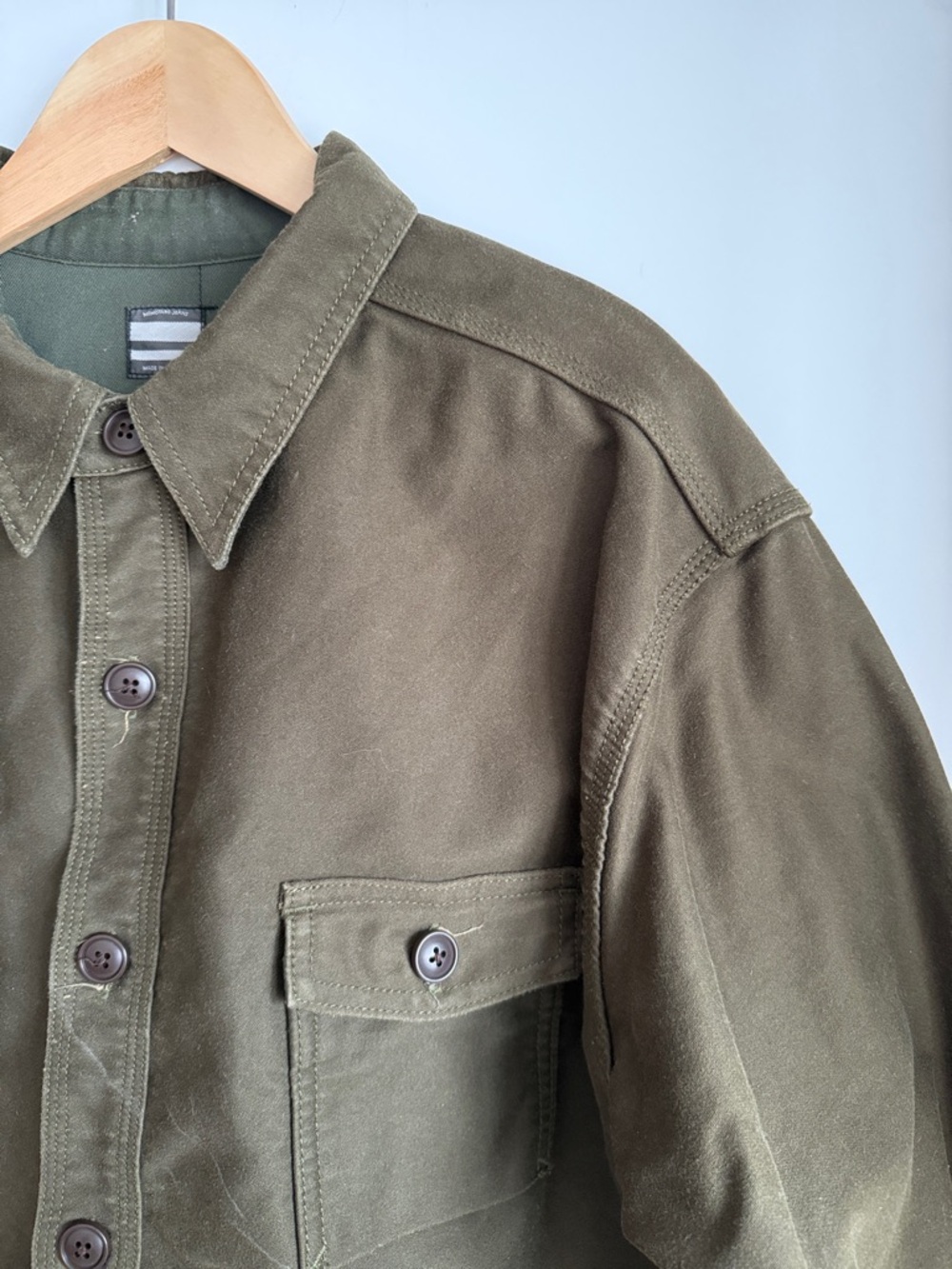 Momotaro Military Shirt Jacket in Olive Green - Medium (48)